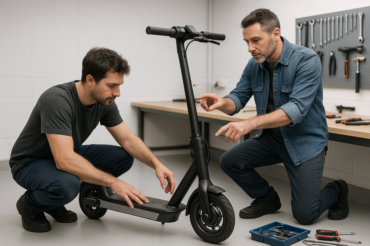 Electronic scooter with people fixing